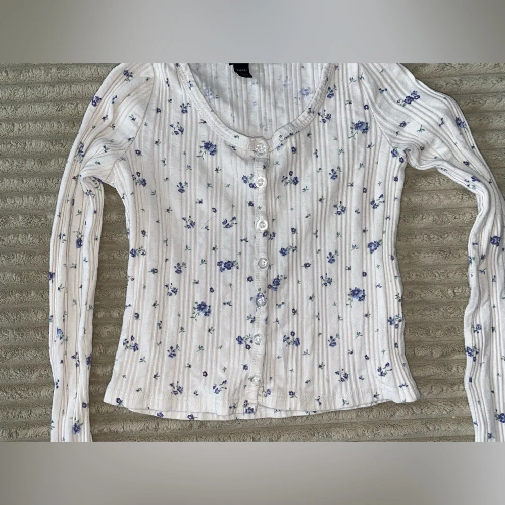 🌸 Art Class Floral Ribbed Henley Top | Size S (6/6X)